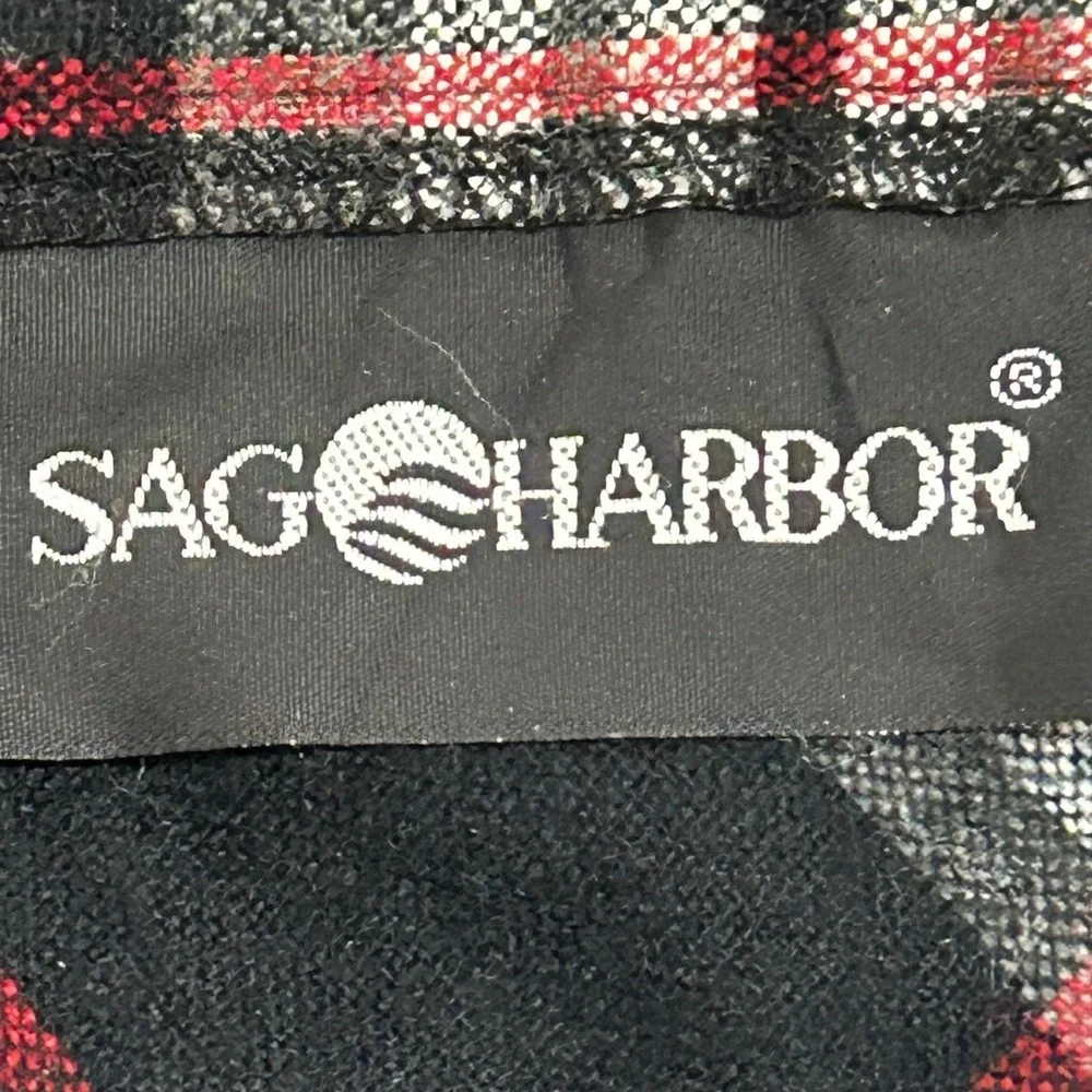 Sag Harbor Skirt Womens Size 12 Black Red White Plaid A-Line Midi Elastic Waist